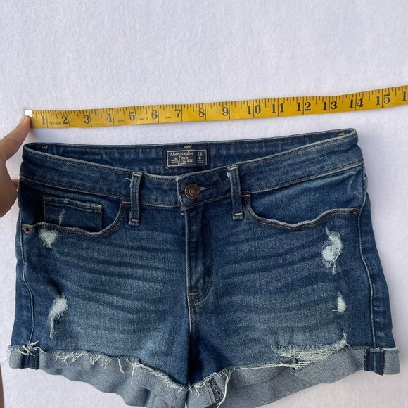 Abercrombie and Fitch Harper Dark Wash Distressed Low Rise Shorts Size 0 y2k - Picture 5 of 7